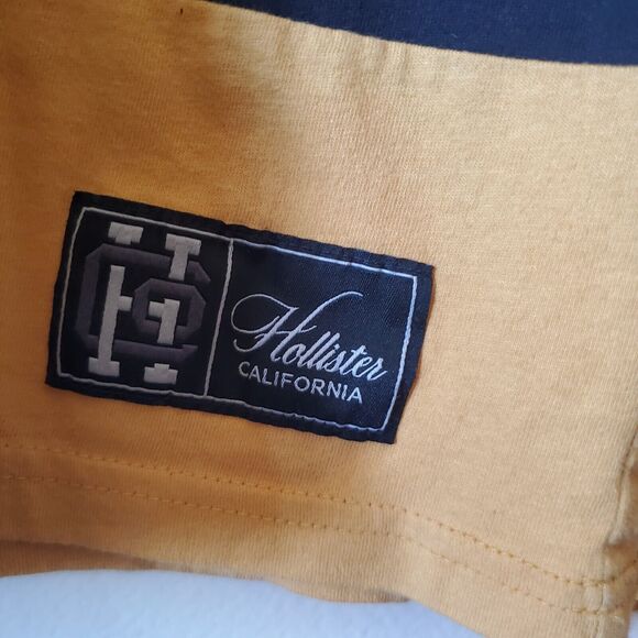 Hollister California Men's Black & Gold Long Sleeve Logo Embroidered Jersey XL - Picture 5 of 10